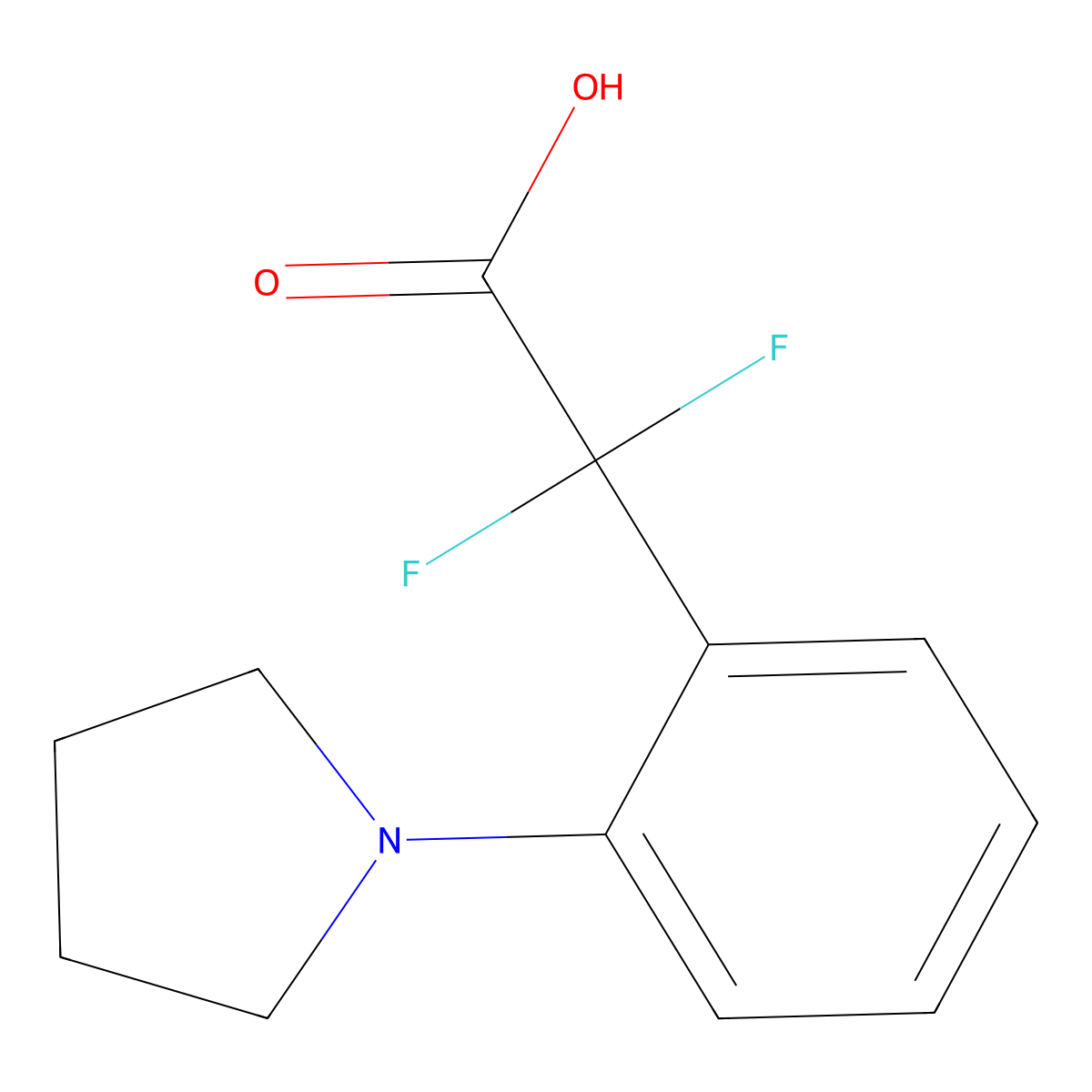 2,2-Difluoro-2-[2-(pyrrolidin-1-yl)phenyl]acetic acid molecular structure, CAS 2228181-60-8
