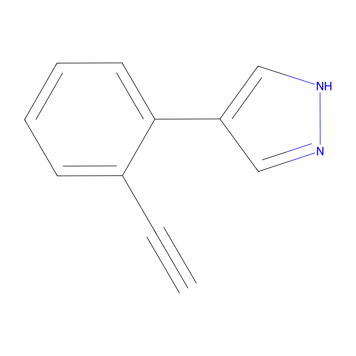 4-(2-ethynylphenyl)-1H-pyrazole molecular structure, CAS 2228187-39-9