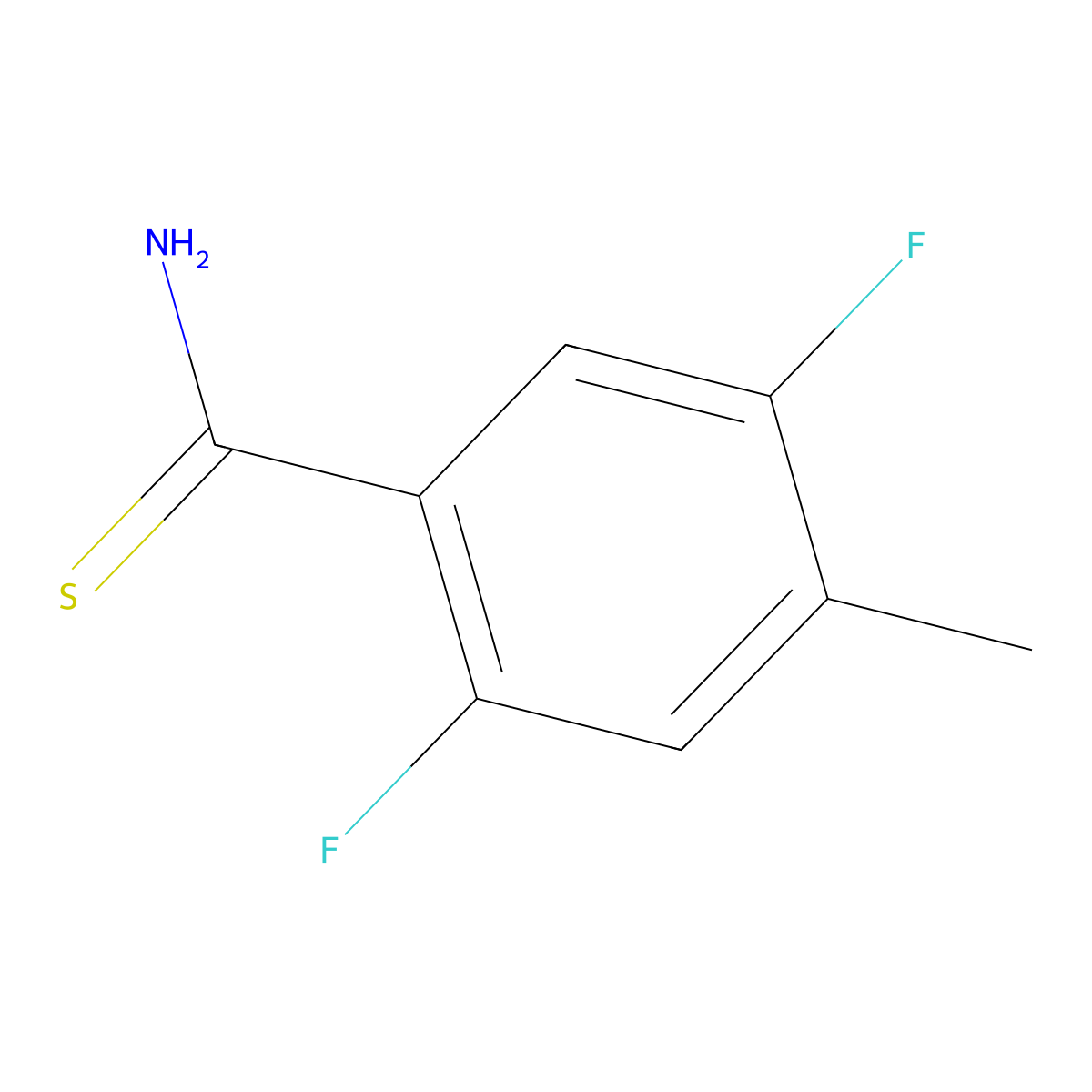 2,5-Difluoro-4-methylbenzene-1-carbothioamide molecular structure, CAS 2228187-41-3