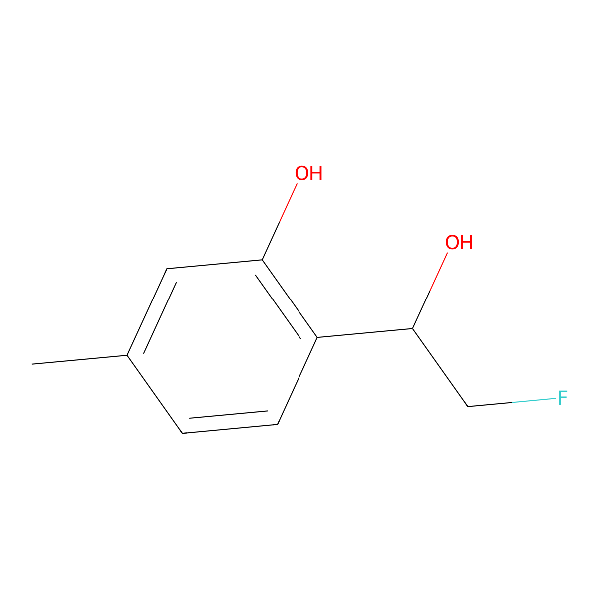 2-(2-Fluoro-1-hydroxyethyl)-5-methylphenol molecular structure, CAS 2228187-92-4