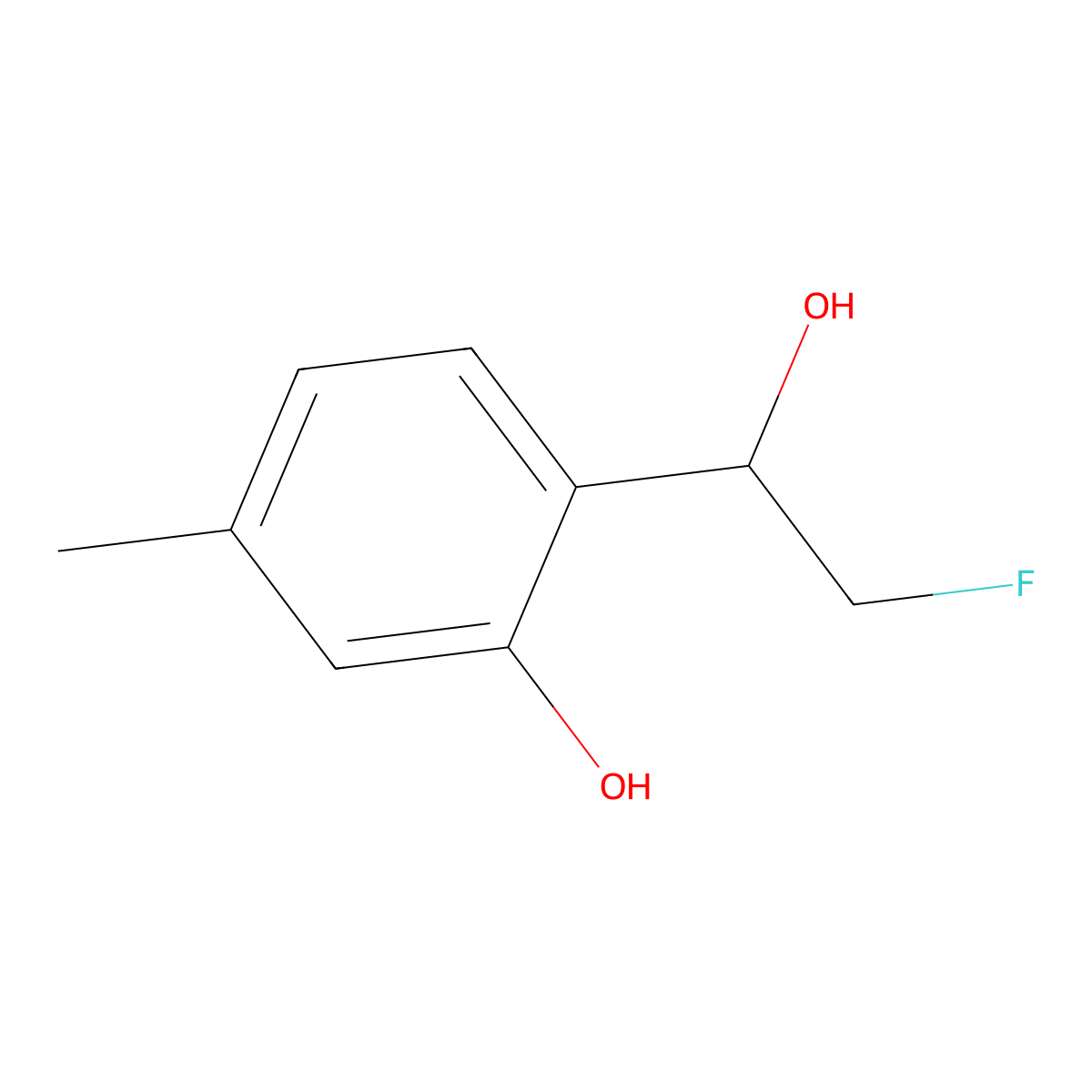 2-(2-Fluoro-1-hydroxyethyl)-5-methylphenol molecular structure, CAS 2228187-92-4