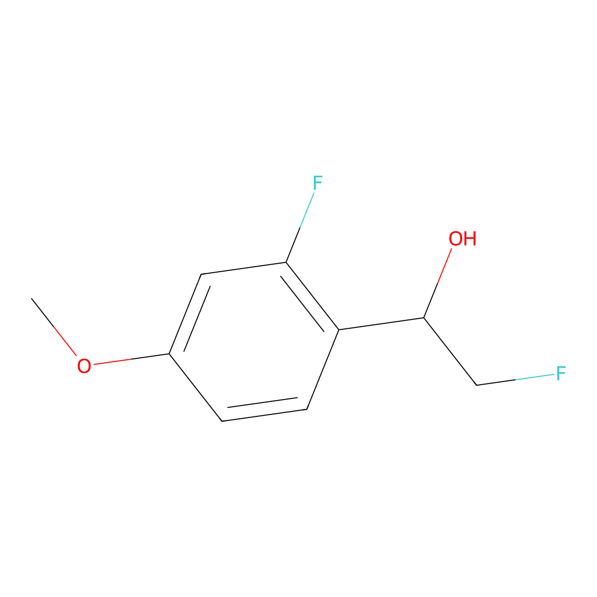 2-Fluoro-1-(2-fluoro-4-methoxyphenyl)ethan-1-ol molecular structure, CAS 2228191-74-8