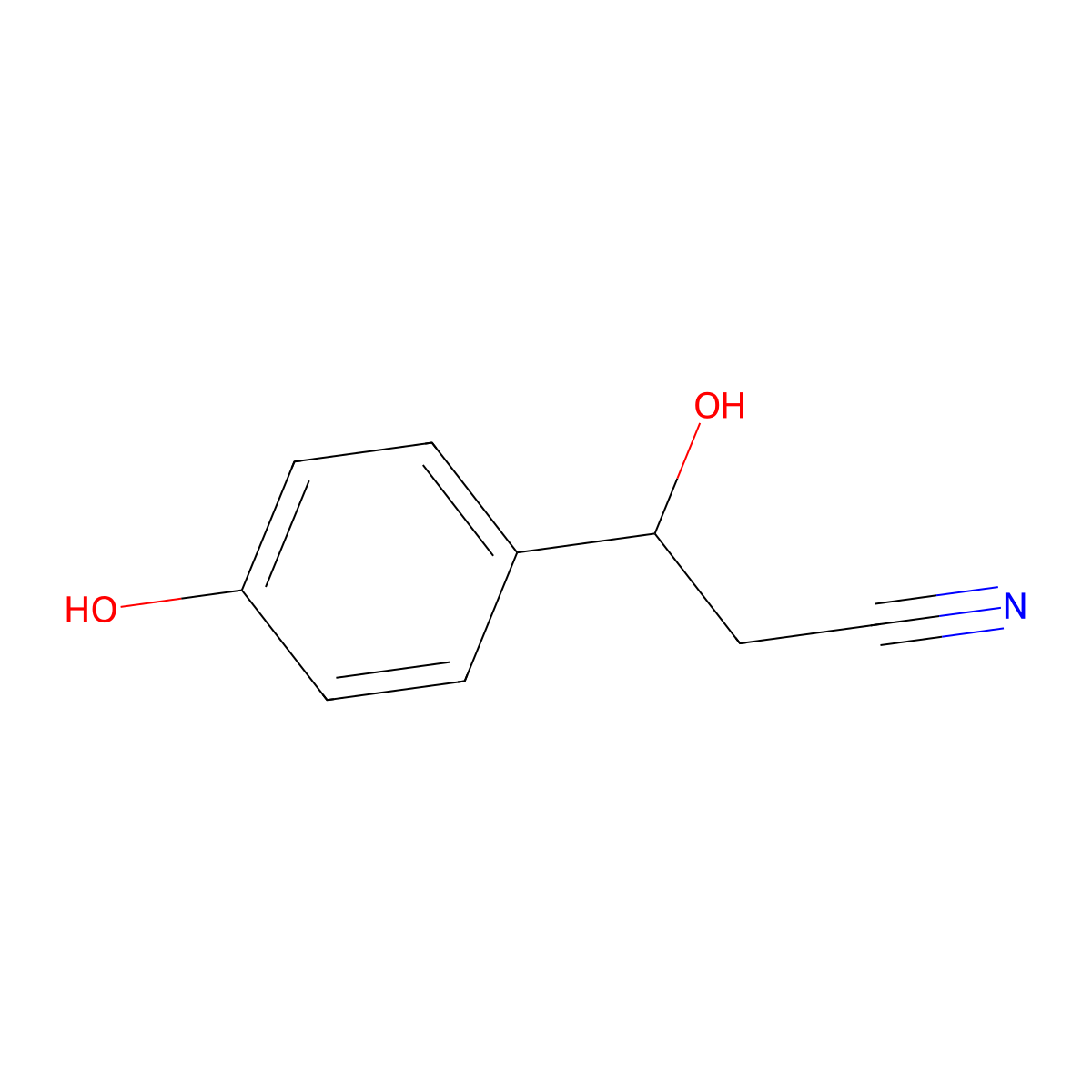3-Hydroxy-3-(4-hydroxyphenyl)propanenitrile molecular structure, CAS 2228193-12-0
