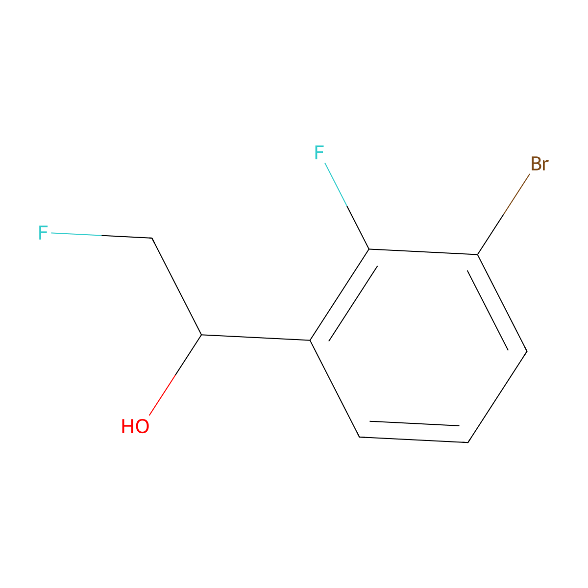1-(3-Bromo-2-fluorophenyl)-2-fluoroethan-1-ol molecular structure, CAS 2228195-95-5