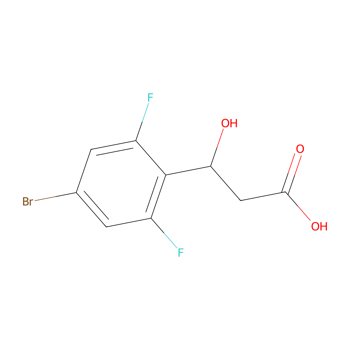 3-(4-Bromo-2,6-difluorophenyl)-3-hydroxypropanoic acid molecular structure, CAS 2228199-53-7
