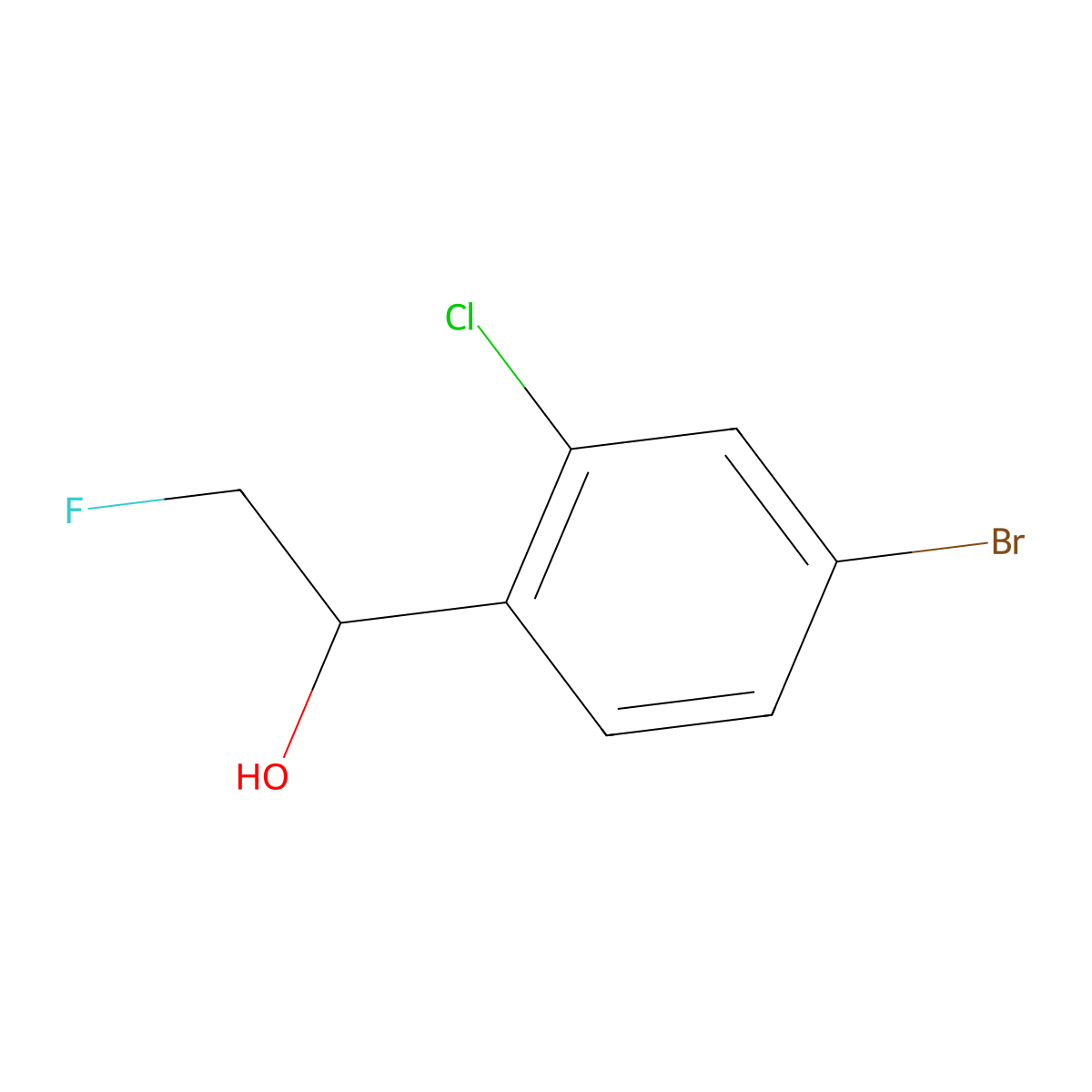 1-(4-Bromo-2-chlorophenyl)-2-fluoroethan-1-ol molecular structure, CAS 2228200-19-7
