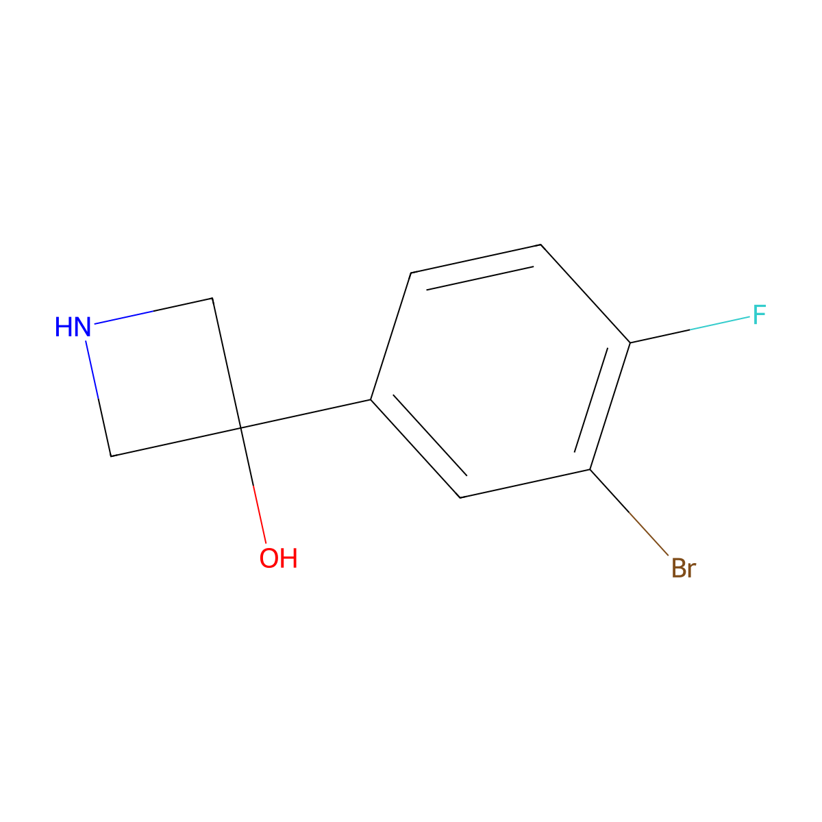 3-(3-Bromo-4-fluorophenyl)azetidin-3-ol molecular structure, CAS 2228200-96-0