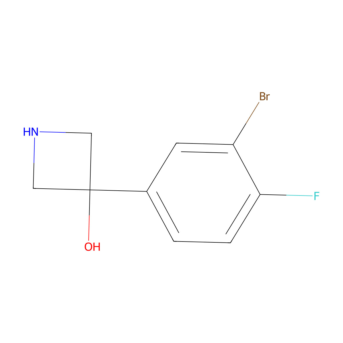 3-(3-Bromo-4-fluorophenyl)azetidin-3-ol molecular structure, CAS 2228200-96-0