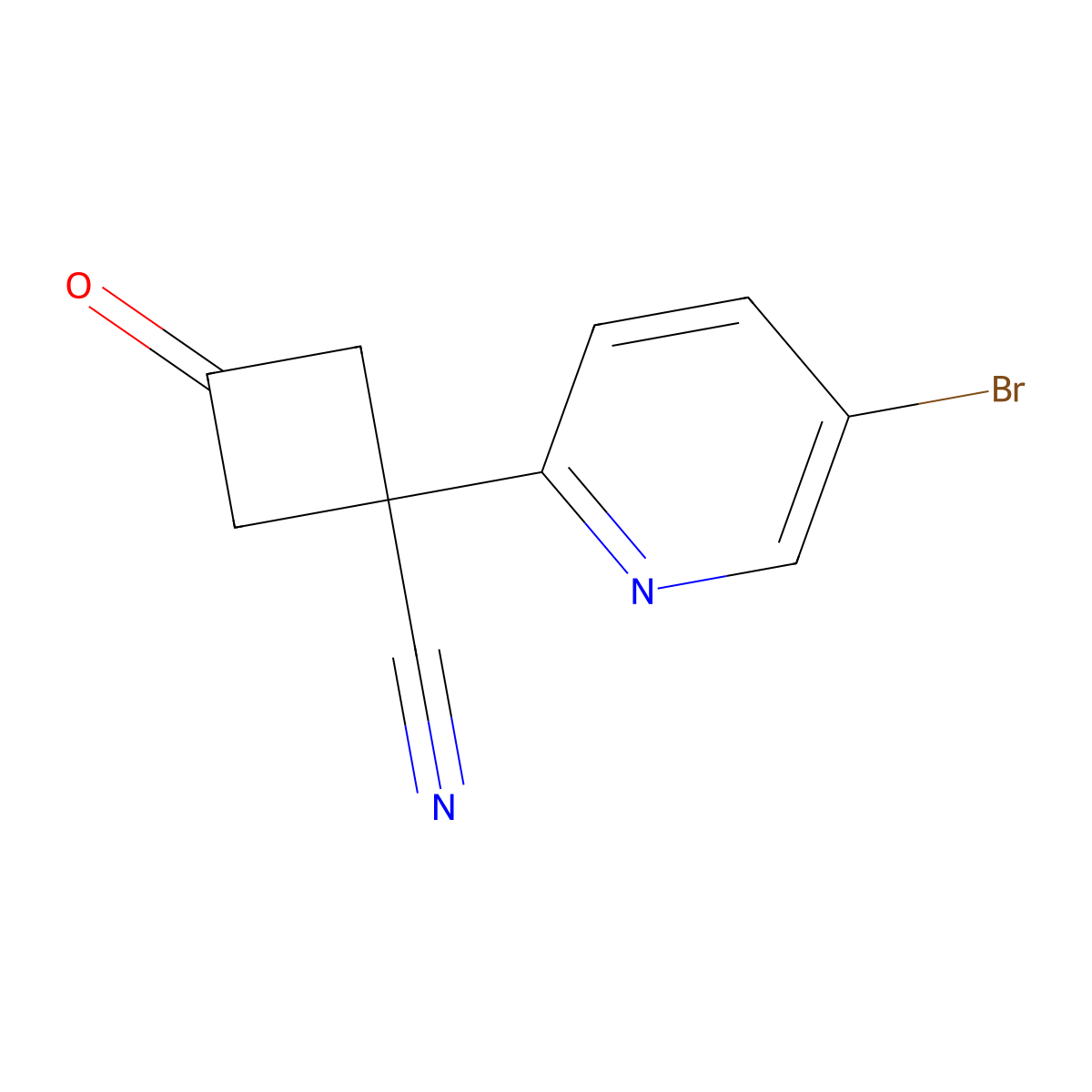 1-(5-Bromopyridin-2-yl)-3-oxocyclobutane-1-carbonitrile molecular structure, CAS 2228201-31-6