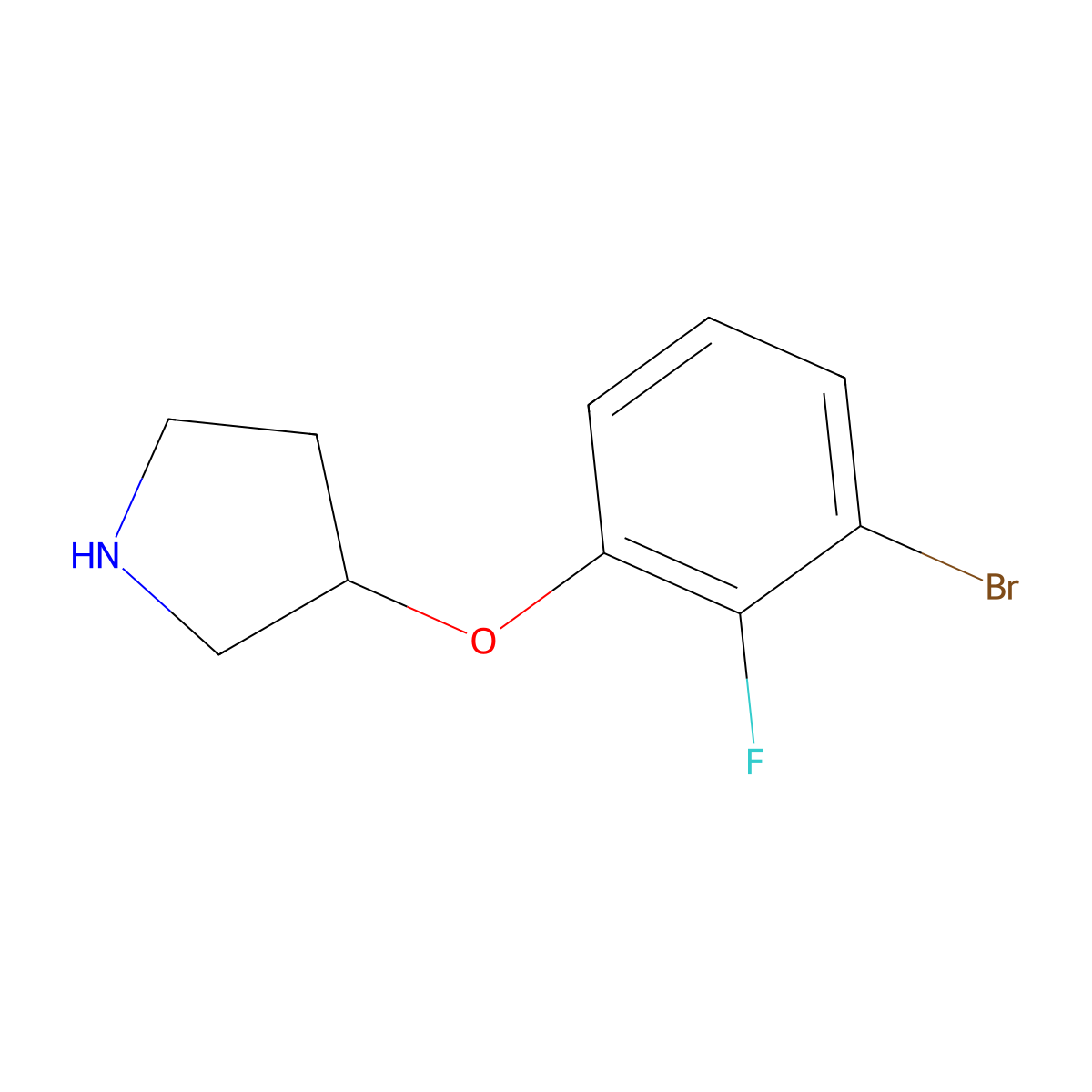 3-(3-Bromo-2-fluorophenoxy)pyrrolidine molecular structure, CAS 2228202-50-2