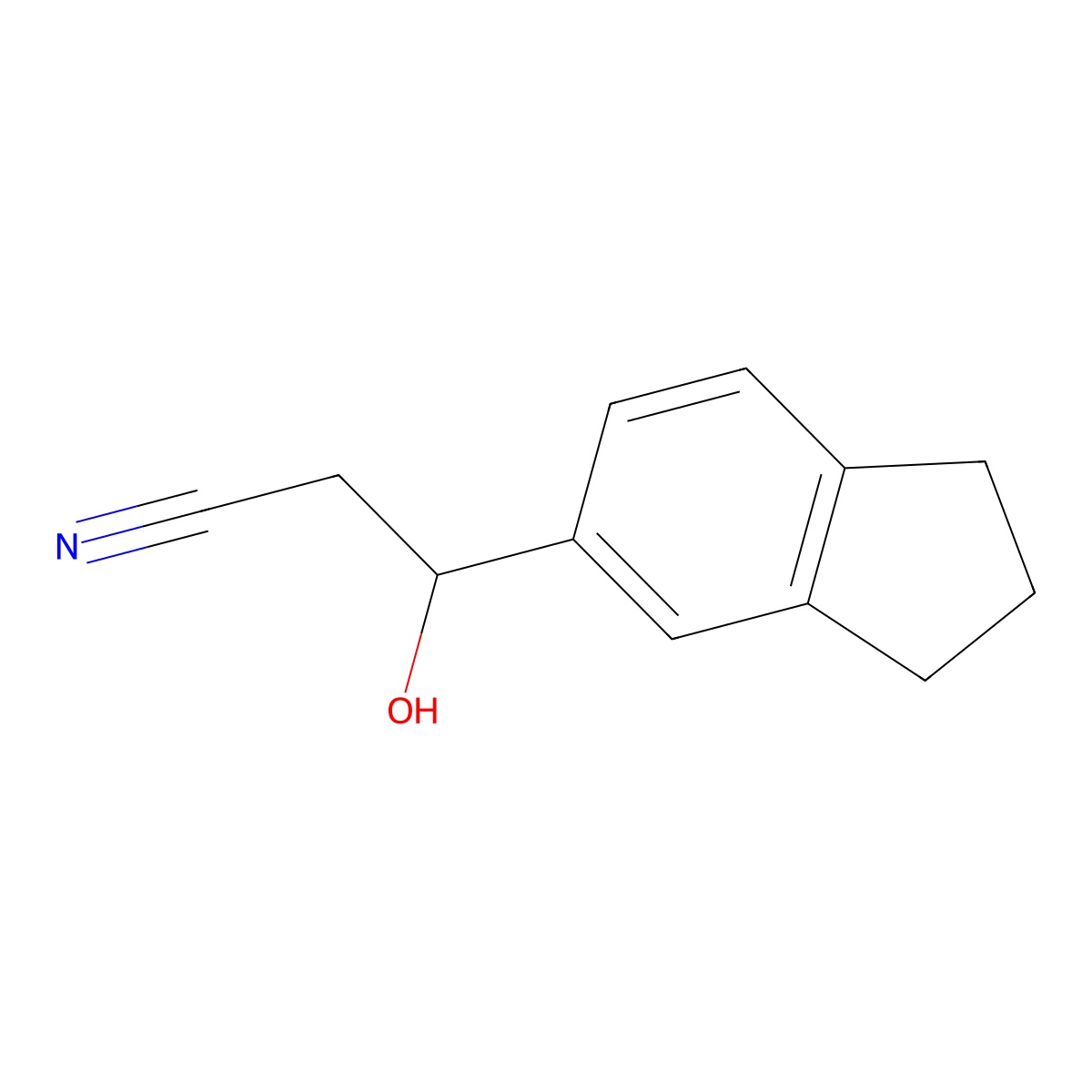 3-(2,3-dihydro-1H-inden-5-yl)-3-hydroxypropanenitrile molecular structure, CAS 2228204-61-1