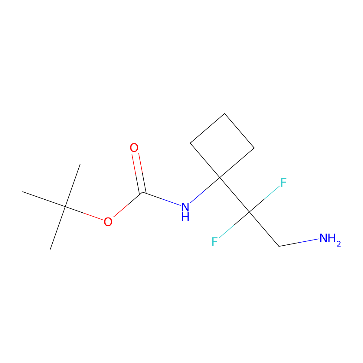 tert-butyl N-[1-(2-amino-1,1-difluoroethyl)cyclobutyl]carbamate molecular structure, CAS 2228204-93-9