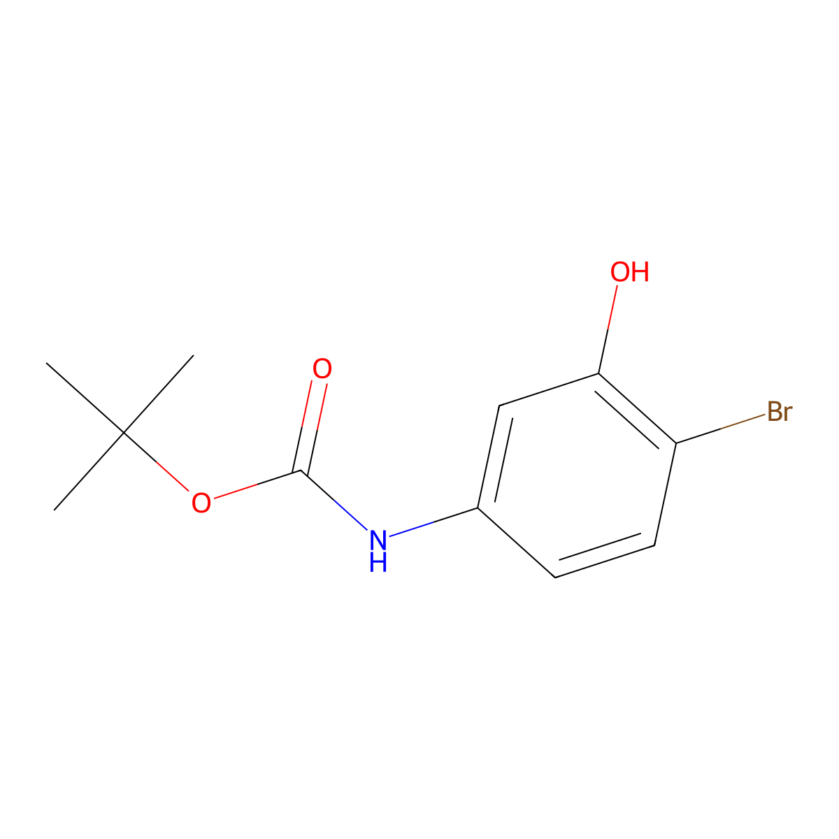 tert-butyl N-(4-bromo-3-hydroxyphenyl)carbamate molecular structure, CAS 2228204-94-0