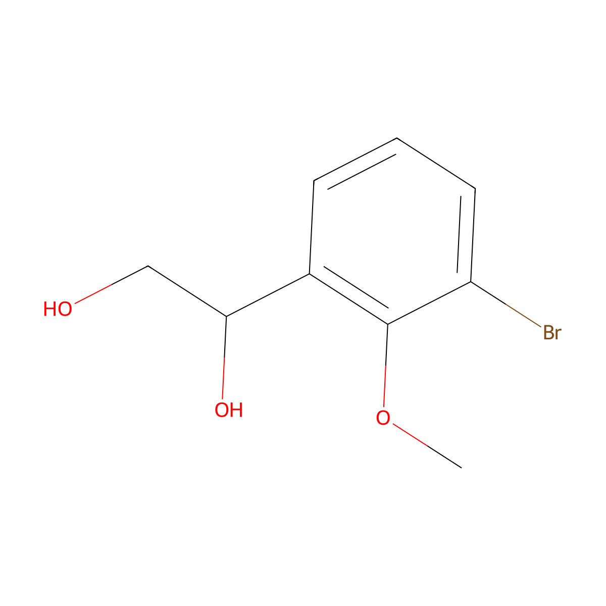 1-(3-Bromo-2-methoxyphenyl)ethane-1,2-diol molecular structure, CAS 2228205-56-7