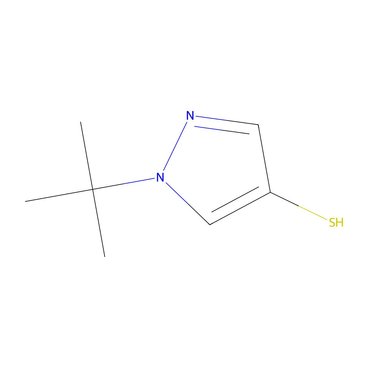 1-tert-butyl-1H-pyrazole-4-thiol molecular structure, CAS 2228206-89-9