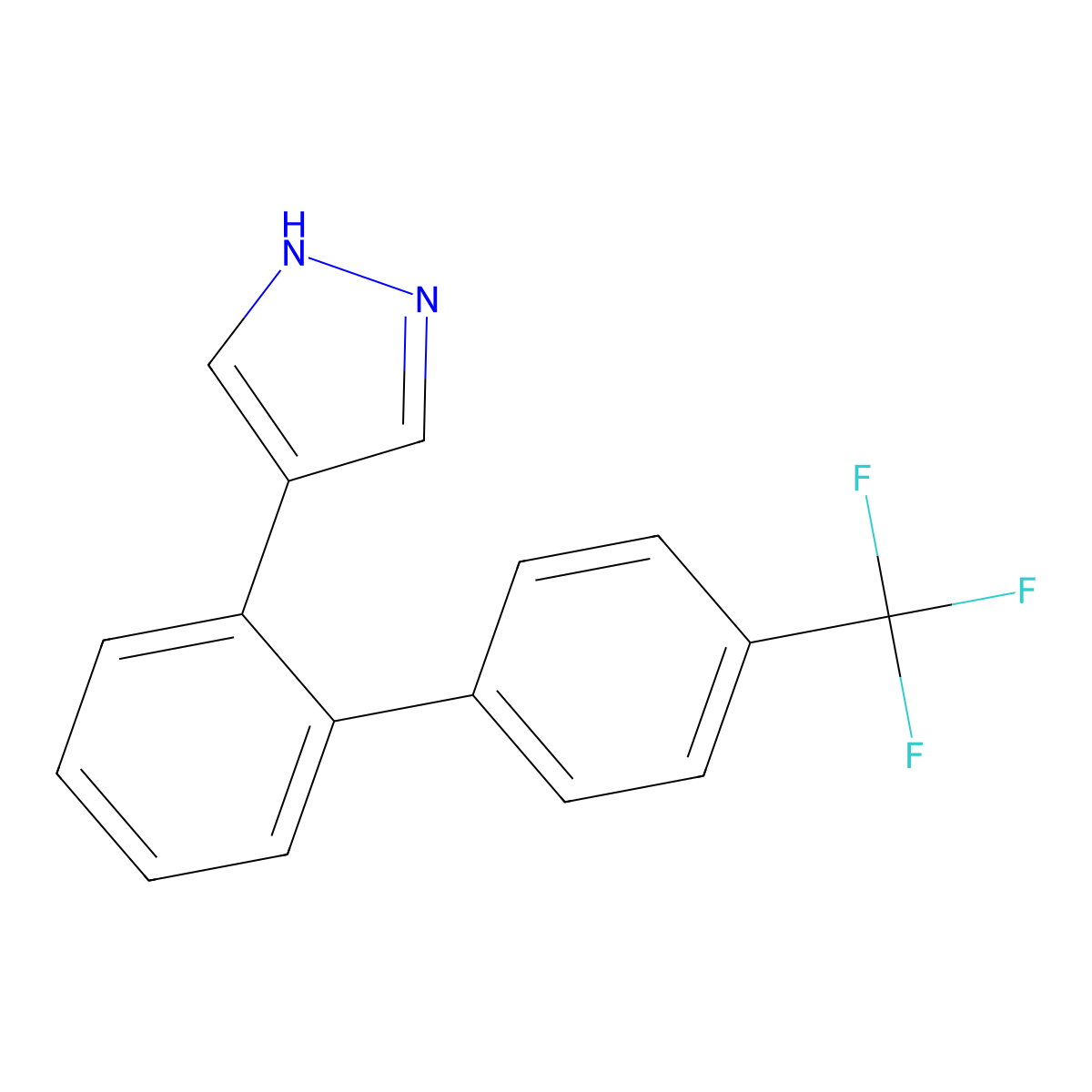 4-[4'-(trifluoromethyl)-[1,1'-biphenyl]-2-yl]-1H-pyrazole molecular structure, CAS 2228207-21-2