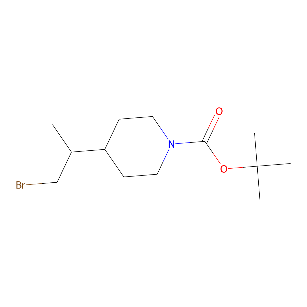 Tert-butyl 4-(1-bromopropan-2-yl)piperidine-1-carboxylate molecular structure, CAS 2228207-47-2