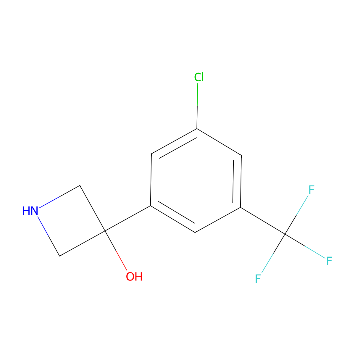 3-[3-Chloro-5-(trifluoromethyl)phenyl]azetidin-3-ol molecular structure, CAS 2228207-79-0