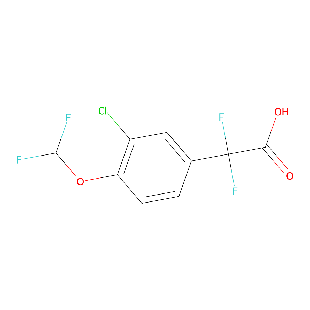 2-[3-Chloro-4-(difluoromethoxy)phenyl]-2,2-difluoroacetic acid molecular structure, CAS 2228208-18-0