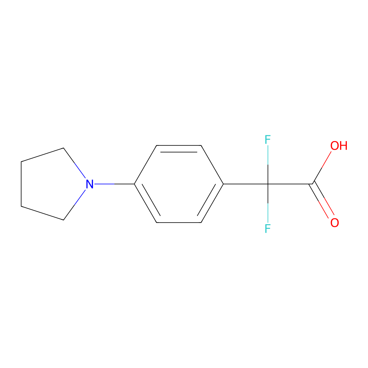 2,2-Difluoro-2-[4-(pyrrolidin-1-yl)phenyl]acetic acid molecular structure, CAS 2228208-49-7