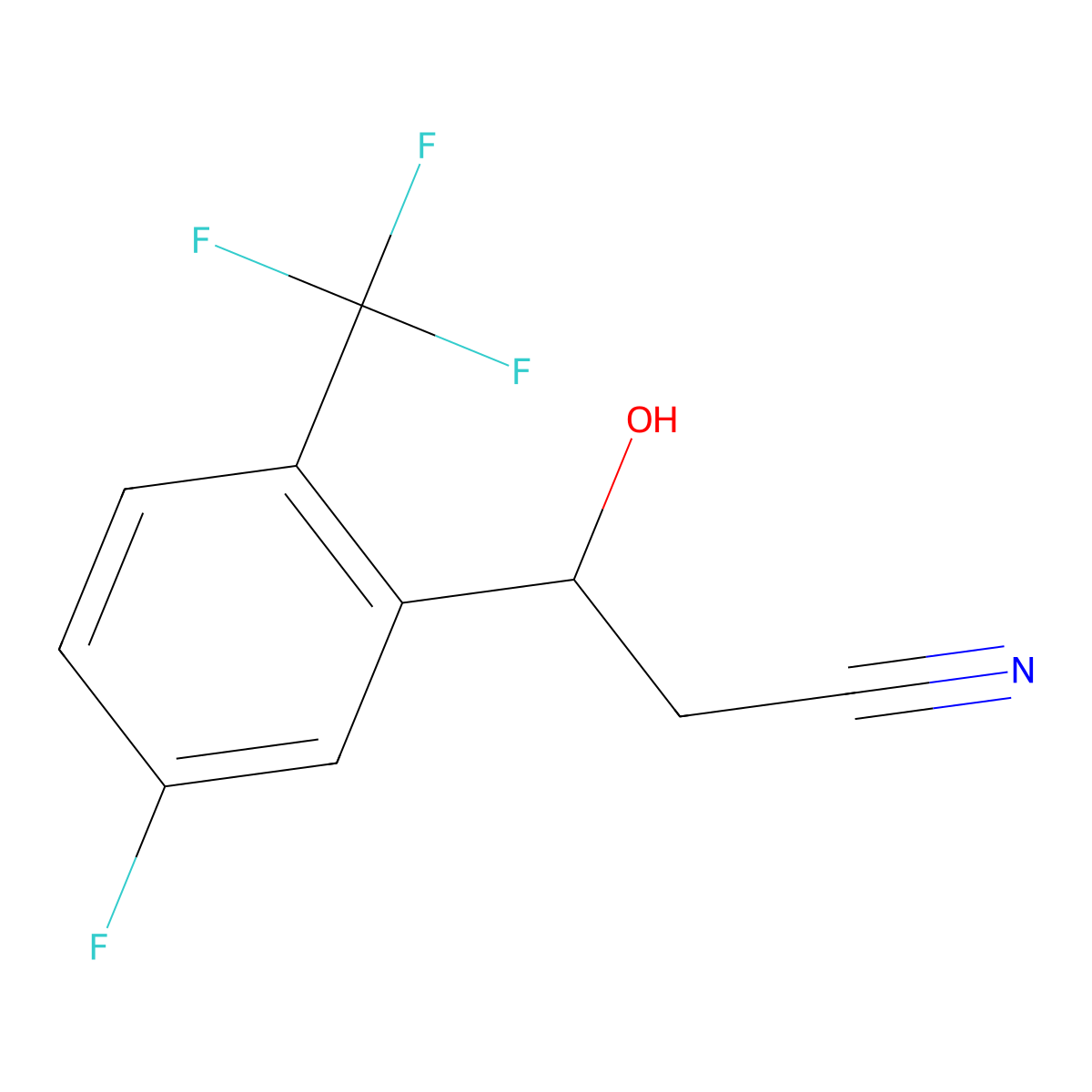 3-[5-Fluoro-2-(trifluoromethyl)phenyl]-3-hydroxypropanenitrile molecular structure, CAS 2228208-90-8
