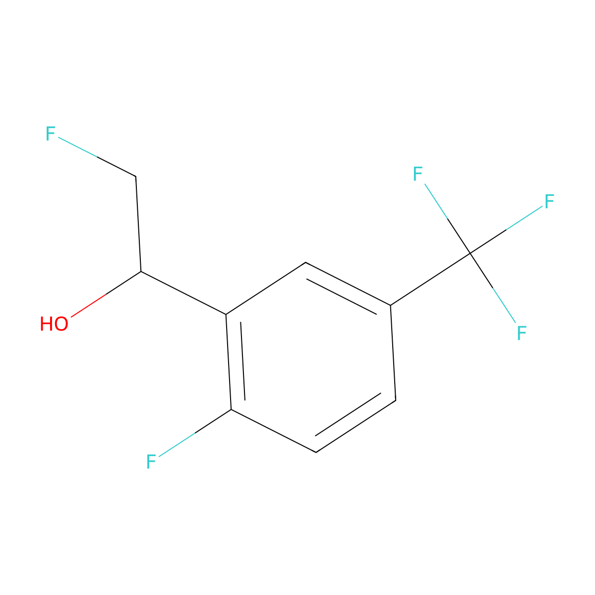 2-Fluoro-1-[2-fluoro-5-(trifluoromethyl)phenyl]ethan-1-ol molecular structure, CAS 2228210-33-9
