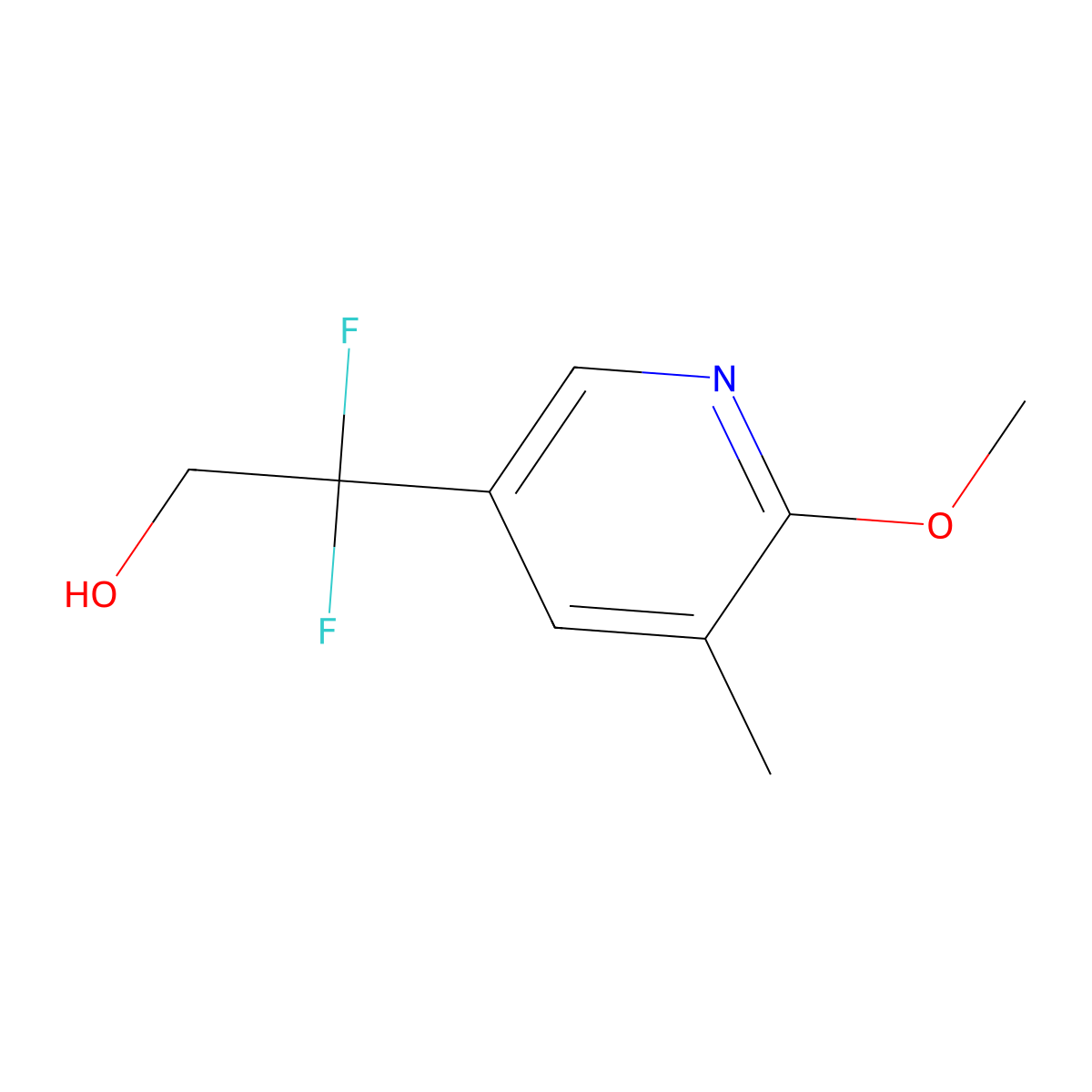 2,2-Difluoro-2-(6-methoxy-5-methylpyridin-3-yl)ethan-1-ol molecular structure, CAS 2228212-06-2