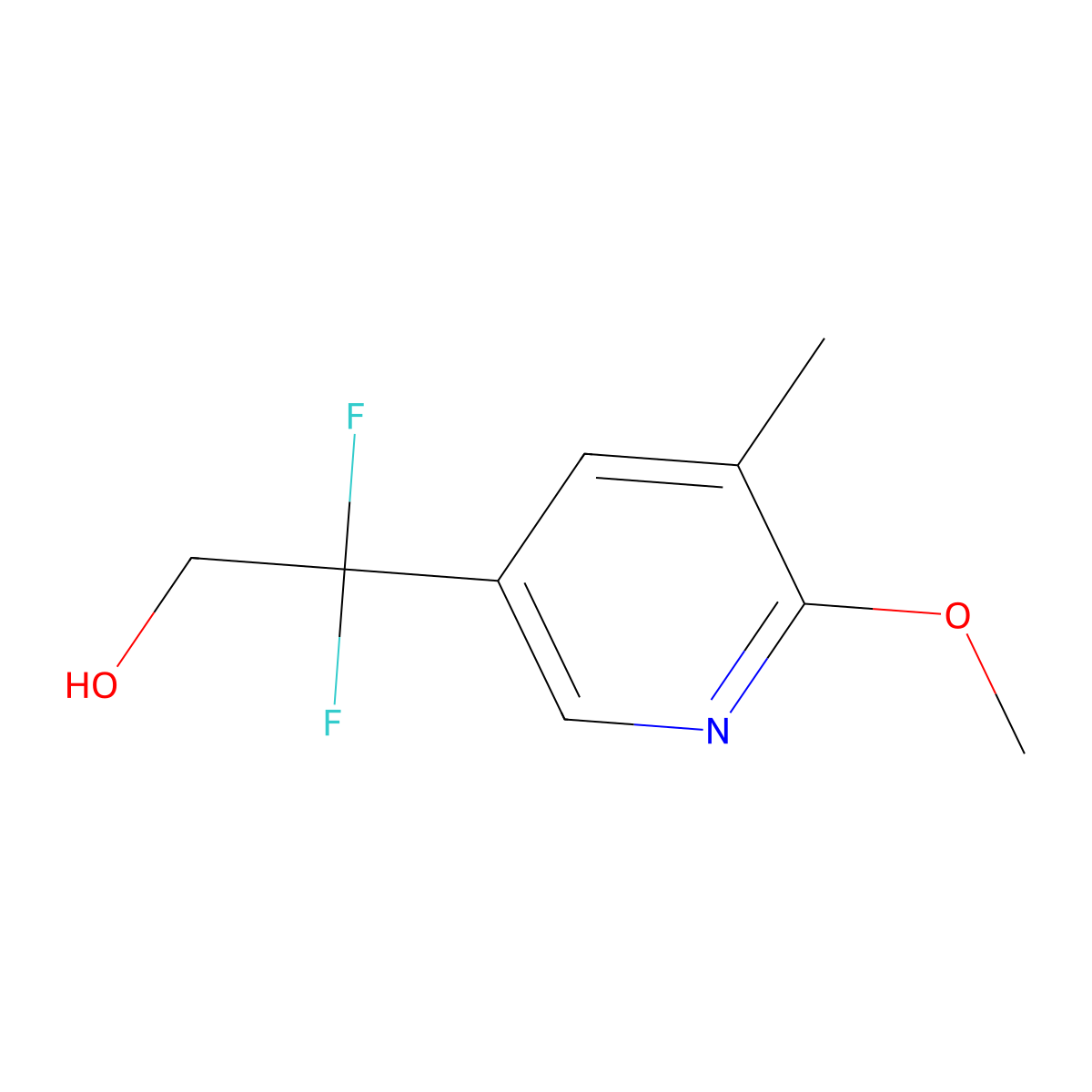 2,2-Difluoro-2-(6-methoxy-5-methylpyridin-3-yl)ethan-1-ol molecular structure, CAS 2228212-06-2