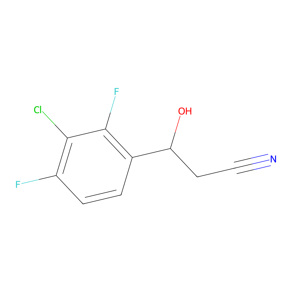 3-(3-Chloro-2,4-difluorophenyl)-3-hydroxypropanenitrile molecular structure, CAS 2228212-59-5