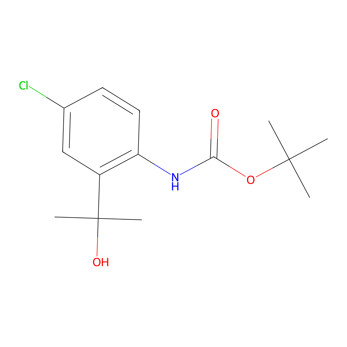 tert-butyl N-[4-chloro-2-(2-hydroxypropan-2-yl)phenyl]carbamate molecular structure, CAS 2228212-93-7