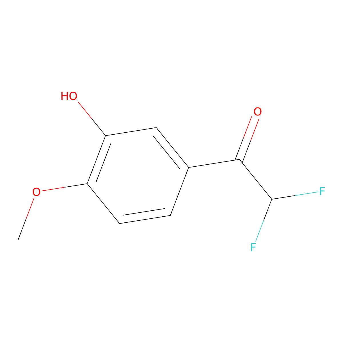 2,2-Difluoro-1-(3-hydroxy-4-methoxyphenyl)ethan-1-one molecular structure, CAS 2228213-79-2