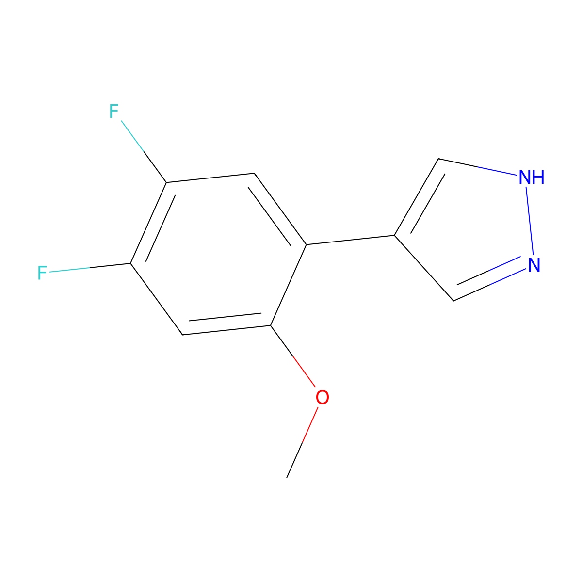 4-(4,5-difluoro-2-methoxyphenyl)-1H-pyrazole molecular structure, CAS 2228215-52-7