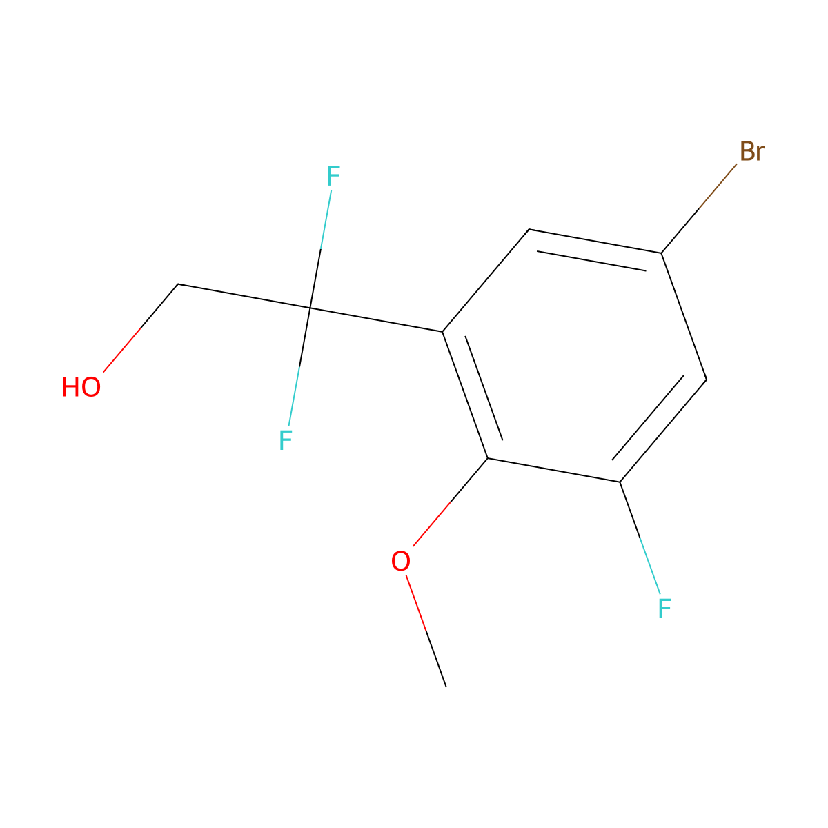 2-(5-Bromo-3-fluoro-2-methoxyphenyl)-2,2-difluoroethan-1-ol molecular structure, CAS 2228215-93-6