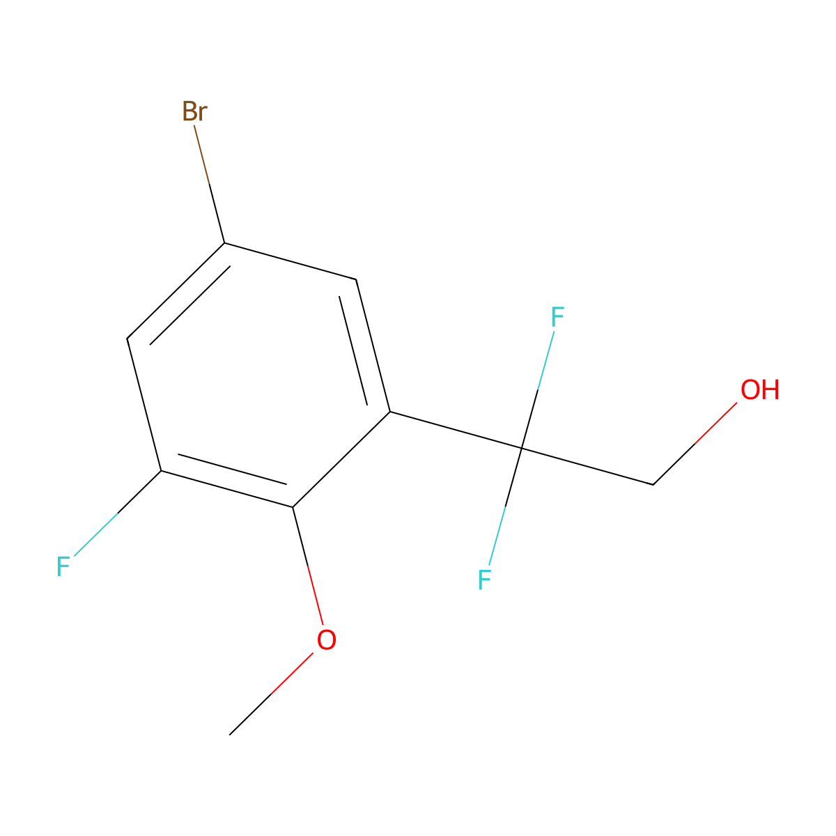 2-(5-Bromo-3-fluoro-2-methoxyphenyl)-2,2-difluoroethan-1-ol molecular structure, CAS 2228215-93-6