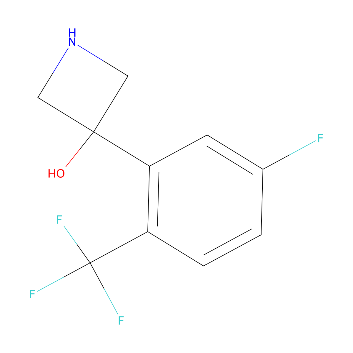 3-[5-Fluoro-2-(trifluoromethyl)phenyl]azetidin-3-ol molecular structure, CAS 2228216-04-2