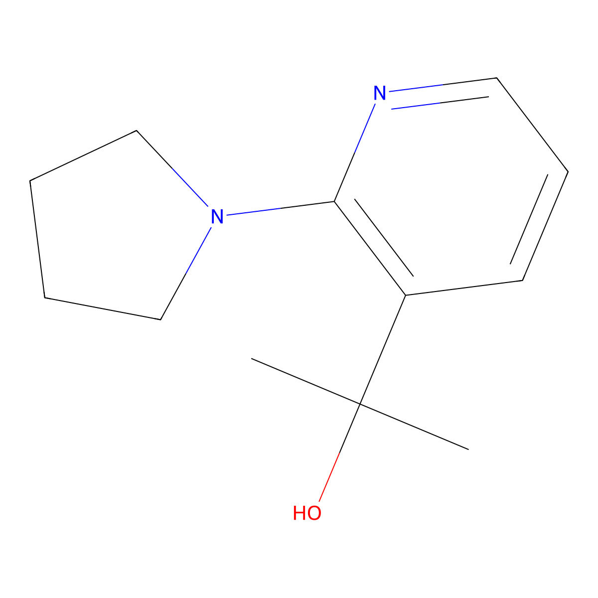 2-[2-(Pyrrolidin-1-yl)pyridin-3-yl]propan-2-ol molecular structure, CAS 2228216-20-2