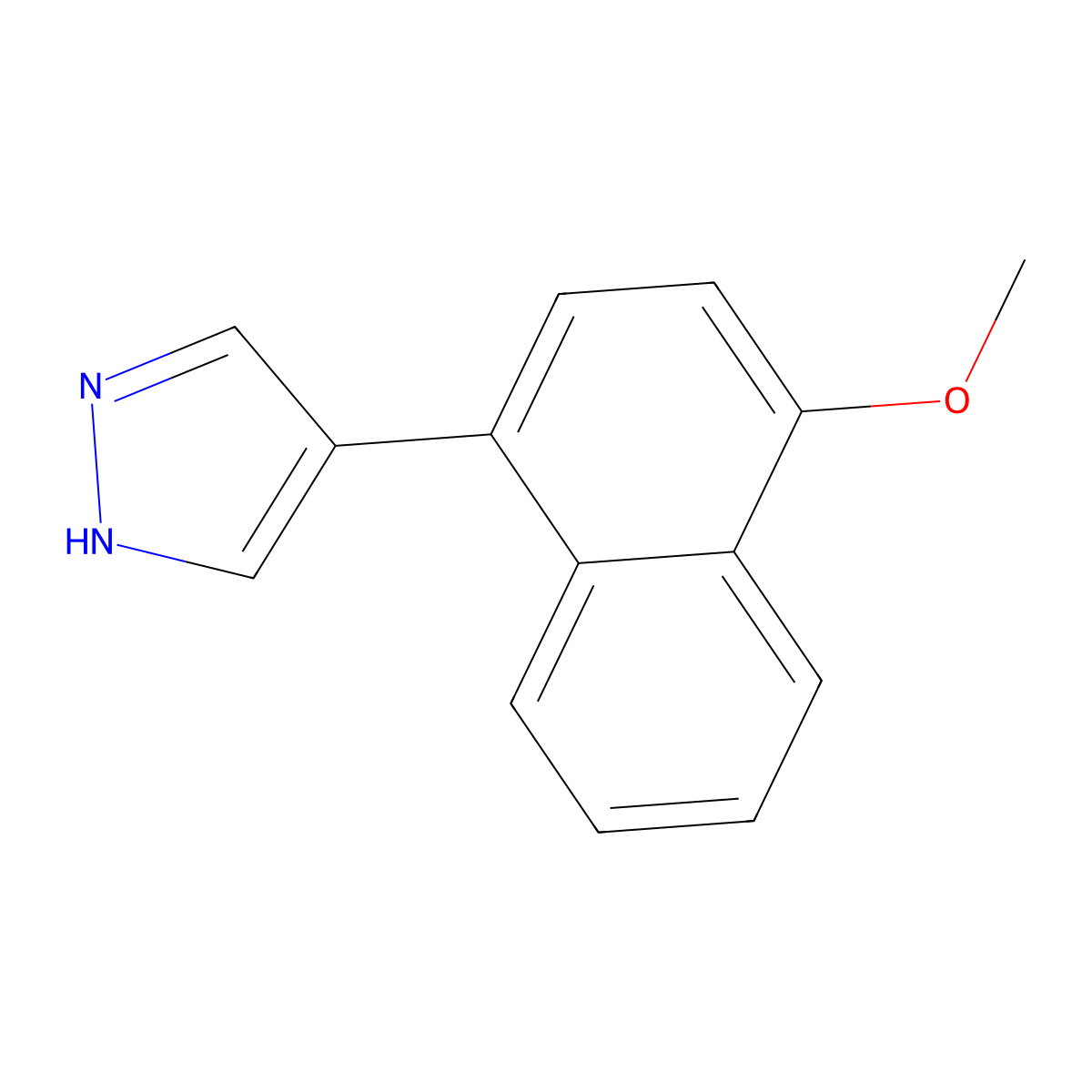 4-(4-methoxynaphthalen-1-yl)-1H-pyrazole molecular structure, CAS 2228219-10-9