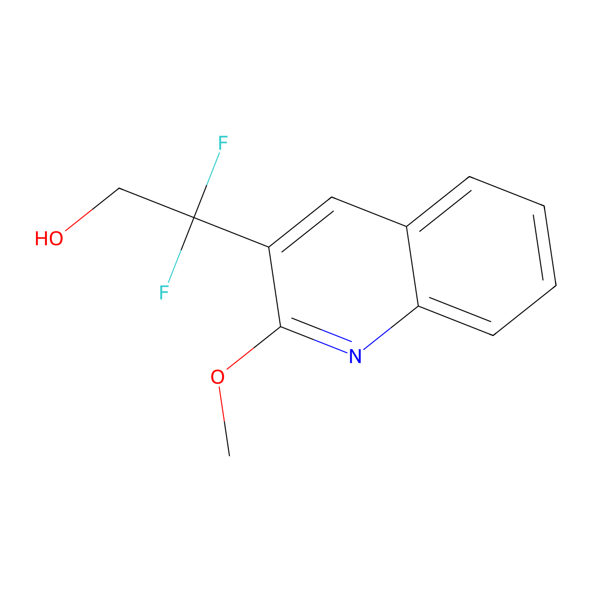 2,2-Difluoro-2-(2-methoxyquinolin-3-yl)ethan-1-ol molecular structure, CAS 2228219-41-6