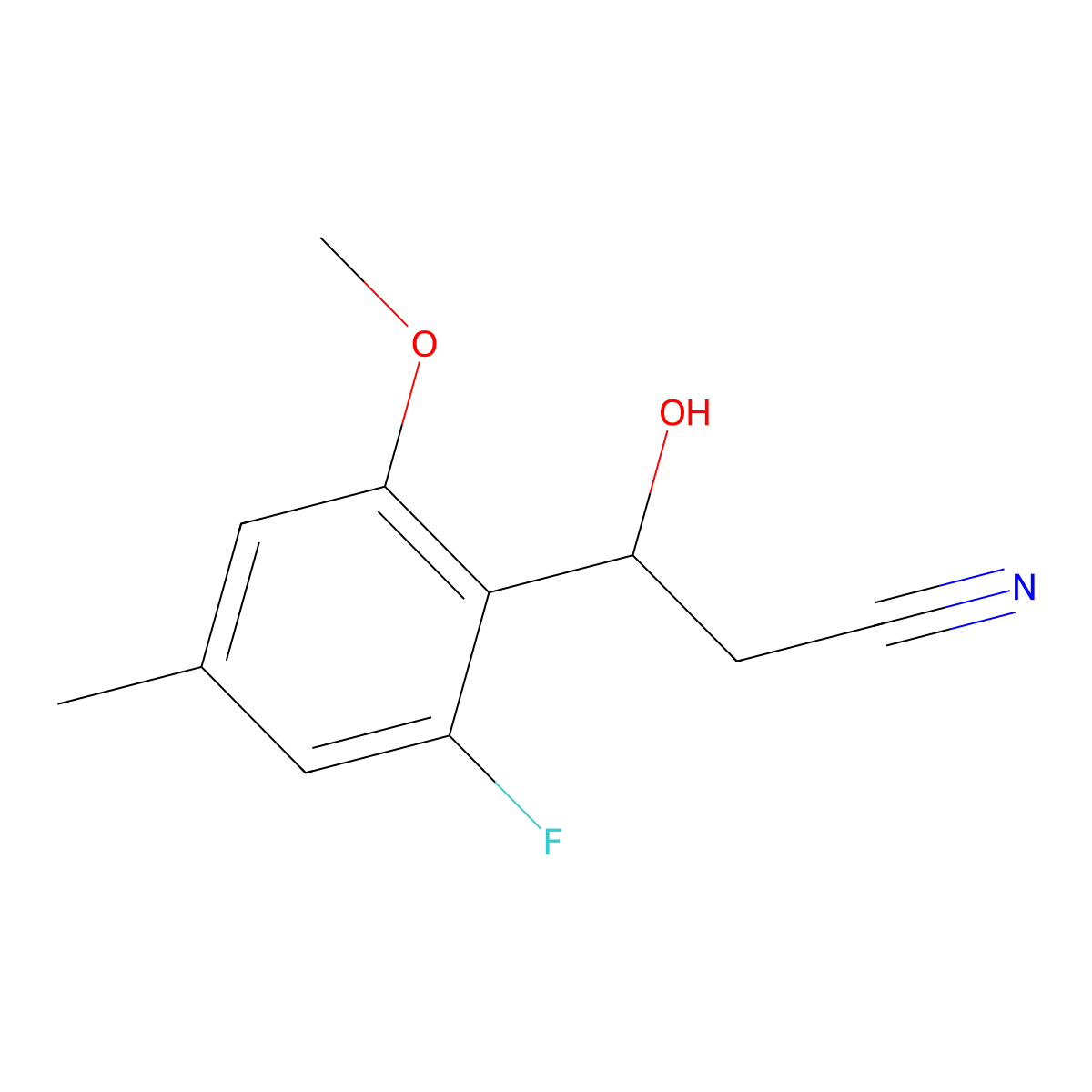 3-(2-Fluoro-6-methoxy-4-methylphenyl)-3-hydroxypropanenitrile molecular structure, CAS 2228225-47-4