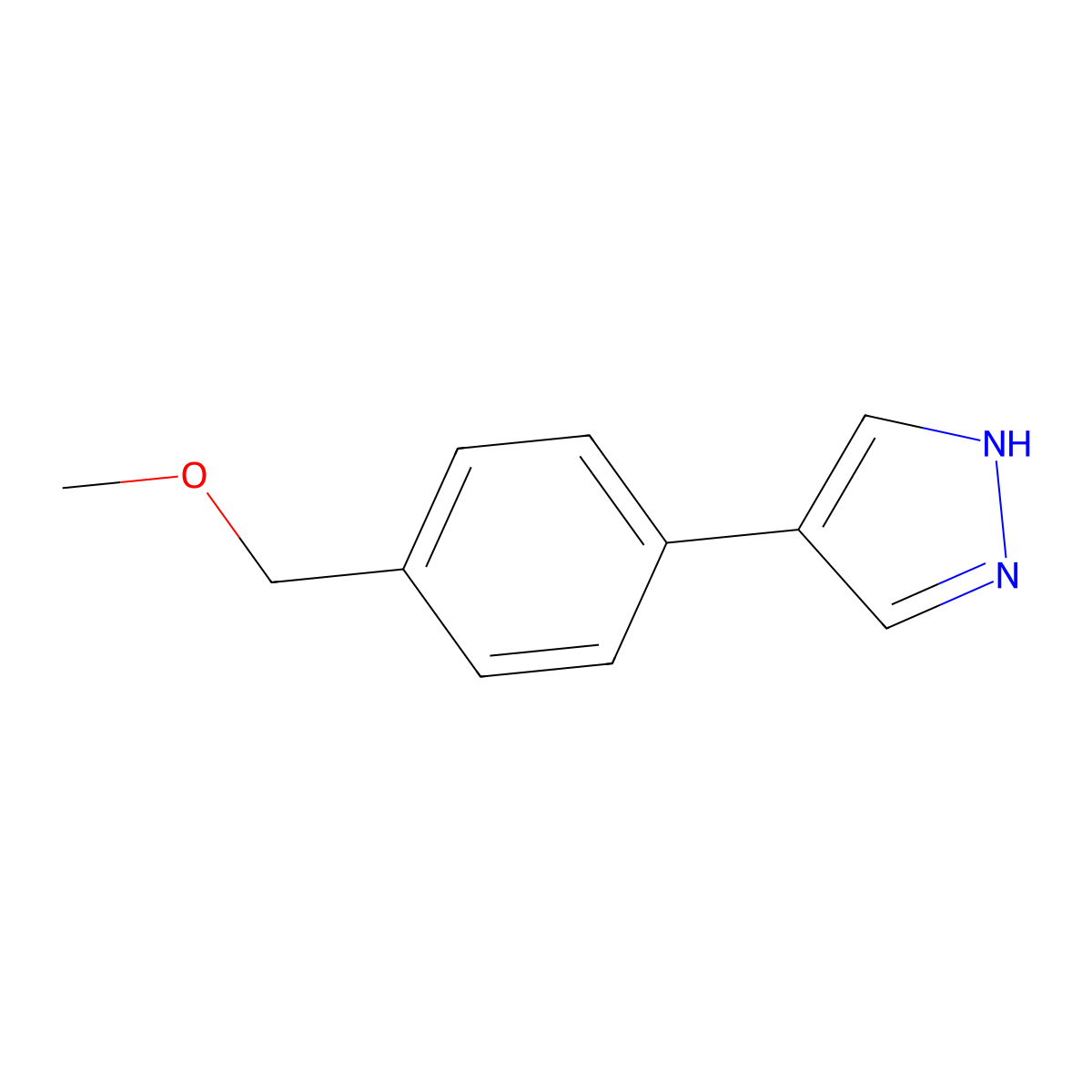 4-[4-(methoxymethyl)phenyl]-1H-pyrazole molecular structure, CAS 2228225-74-7