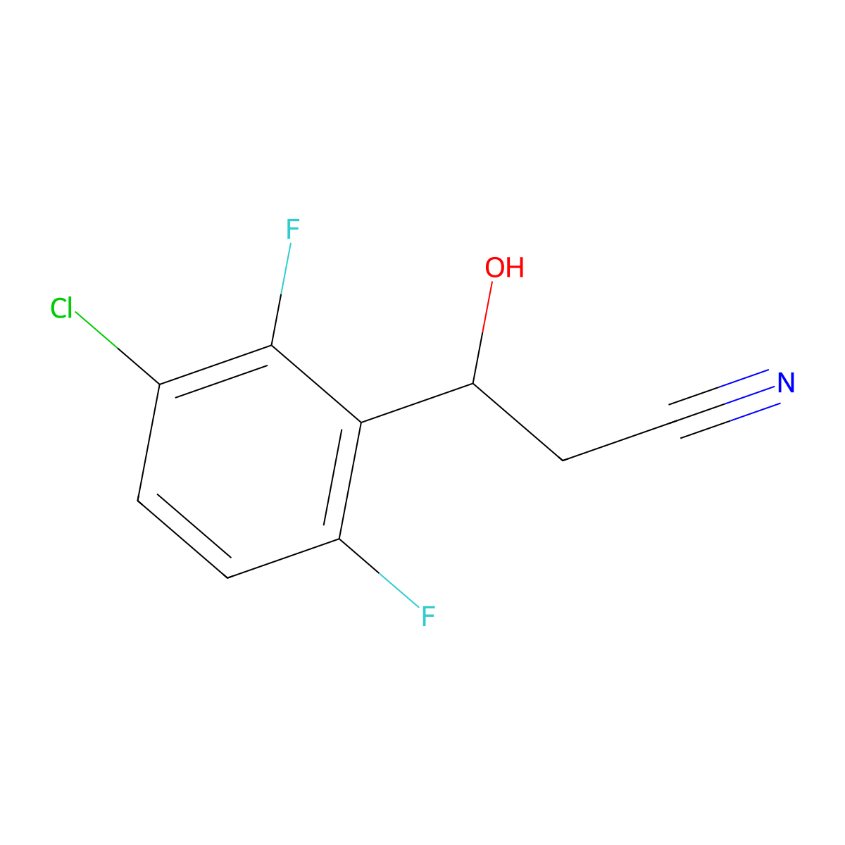 3-(3-Chloro-2,6-difluorophenyl)-3-hydroxypropanenitrile molecular structure, CAS 2228227-70-9
