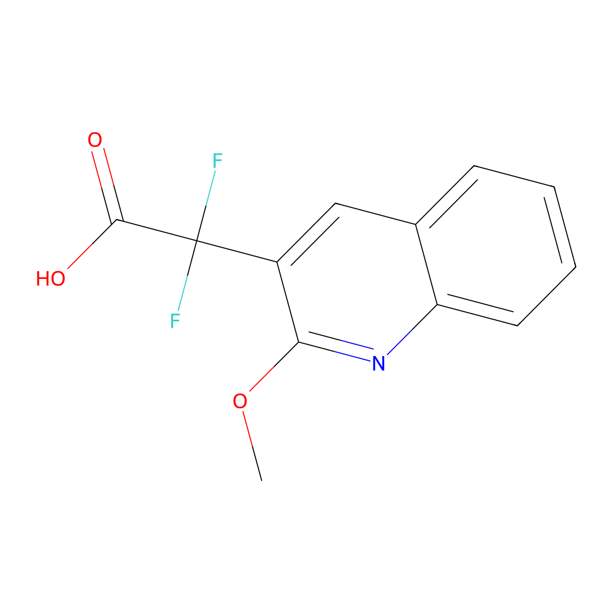 2,2-Difluoro-2-(2-methoxyquinolin-3-yl)acetic acid molecular structure, CAS 2228227-94-7