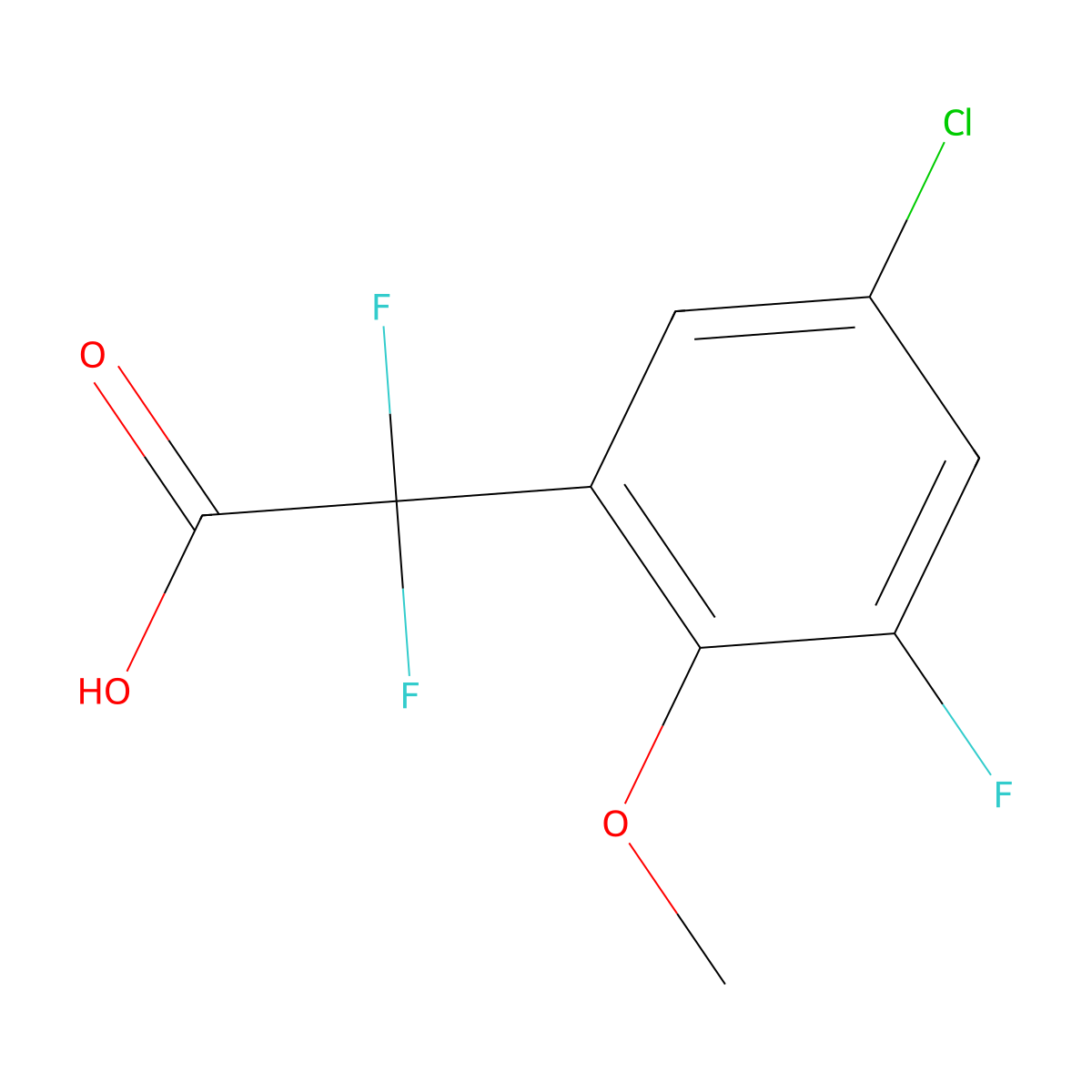 2-(5-Chloro-3-fluoro-2-methoxyphenyl)-2,2-difluoroacetic acid molecular structure, CAS 2228229-90-9