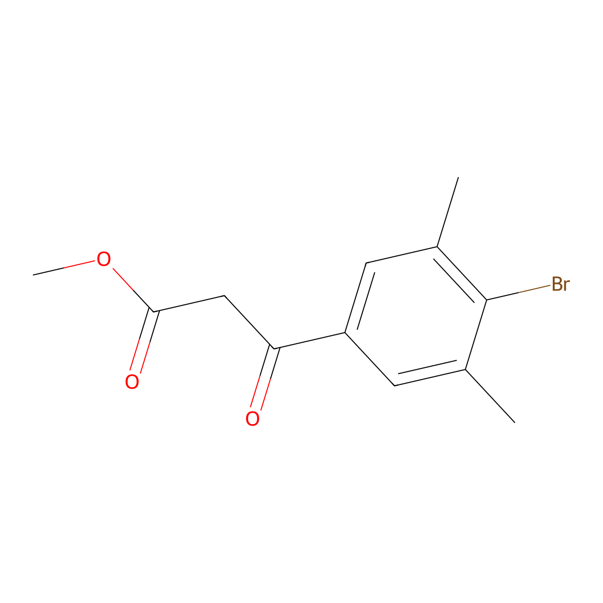 Methyl 3-(4-bromo-3,5-dimethylphenyl)-3-oxopropanoate molecular structure, CAS 2228230-00-8