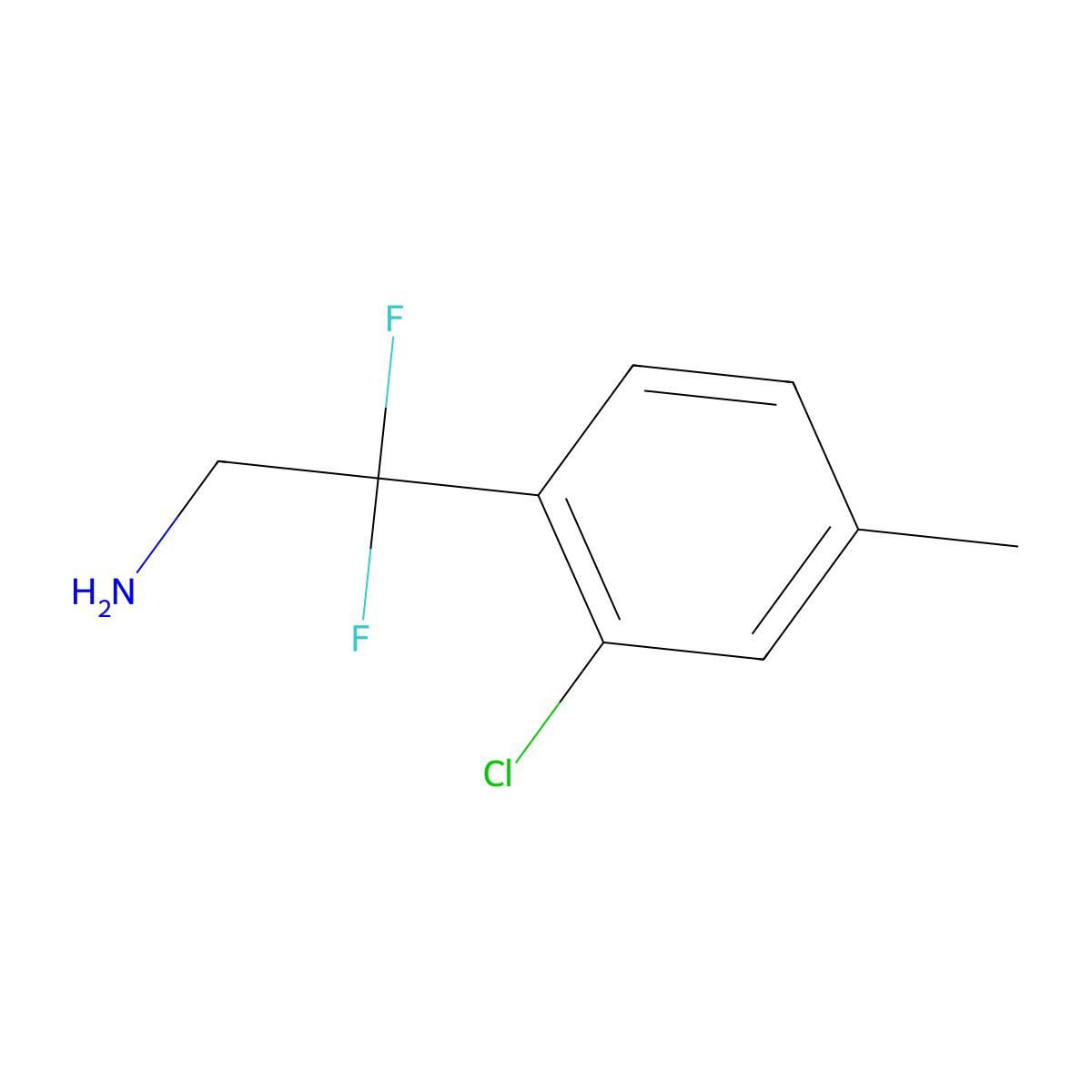 2-(2-Chloro-4-methylphenyl)-2,2-difluoroethan-1-amine molecular structure, CAS 2228232-05-9