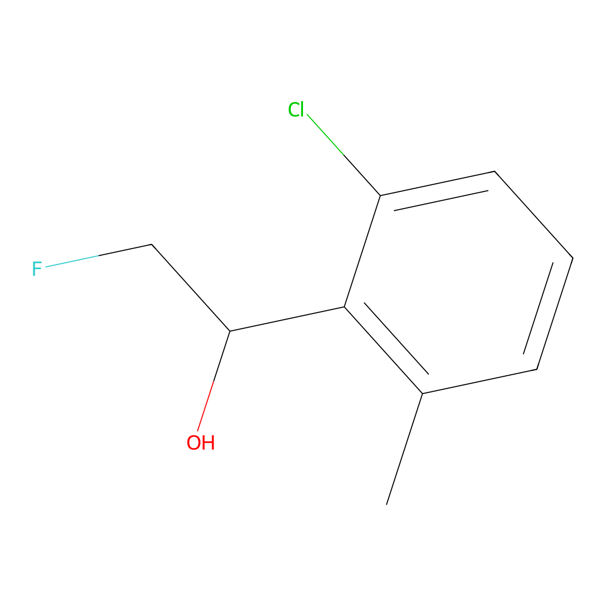 1-(2-Chloro-6-methylphenyl)-2-fluoroethan-1-ol molecular structure, CAS 2228240-38-6