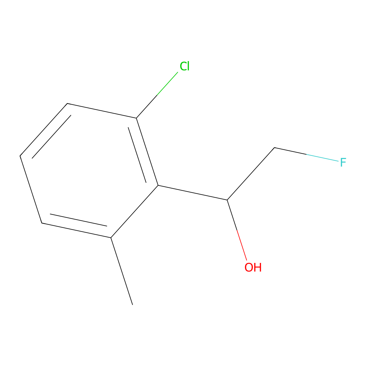 1-(2-Chloro-6-methylphenyl)-2-fluoroethan-1-ol molecular structure, CAS 2228240-38-6
