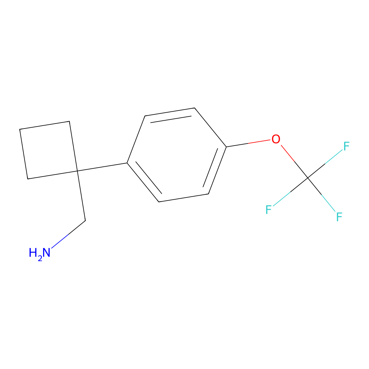 {1-[4-(Trifluoromethoxy)phenyl]cyclobutyl}methanamine molecular structure, CAS 2228240-63-7