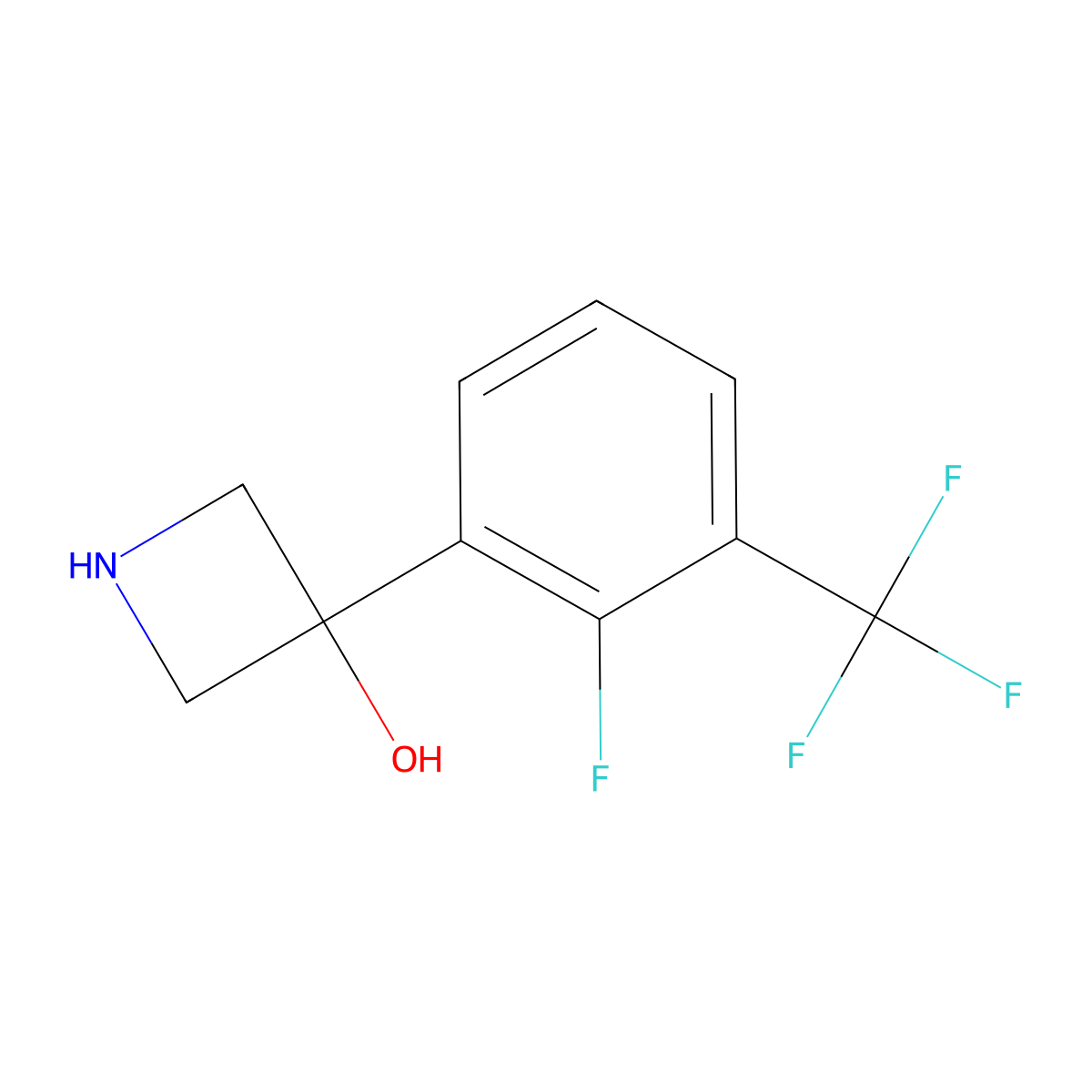 3-[2-Fluoro-3-(trifluoromethyl)phenyl]azetidin-3-ol molecular structure, CAS 2228240-65-9