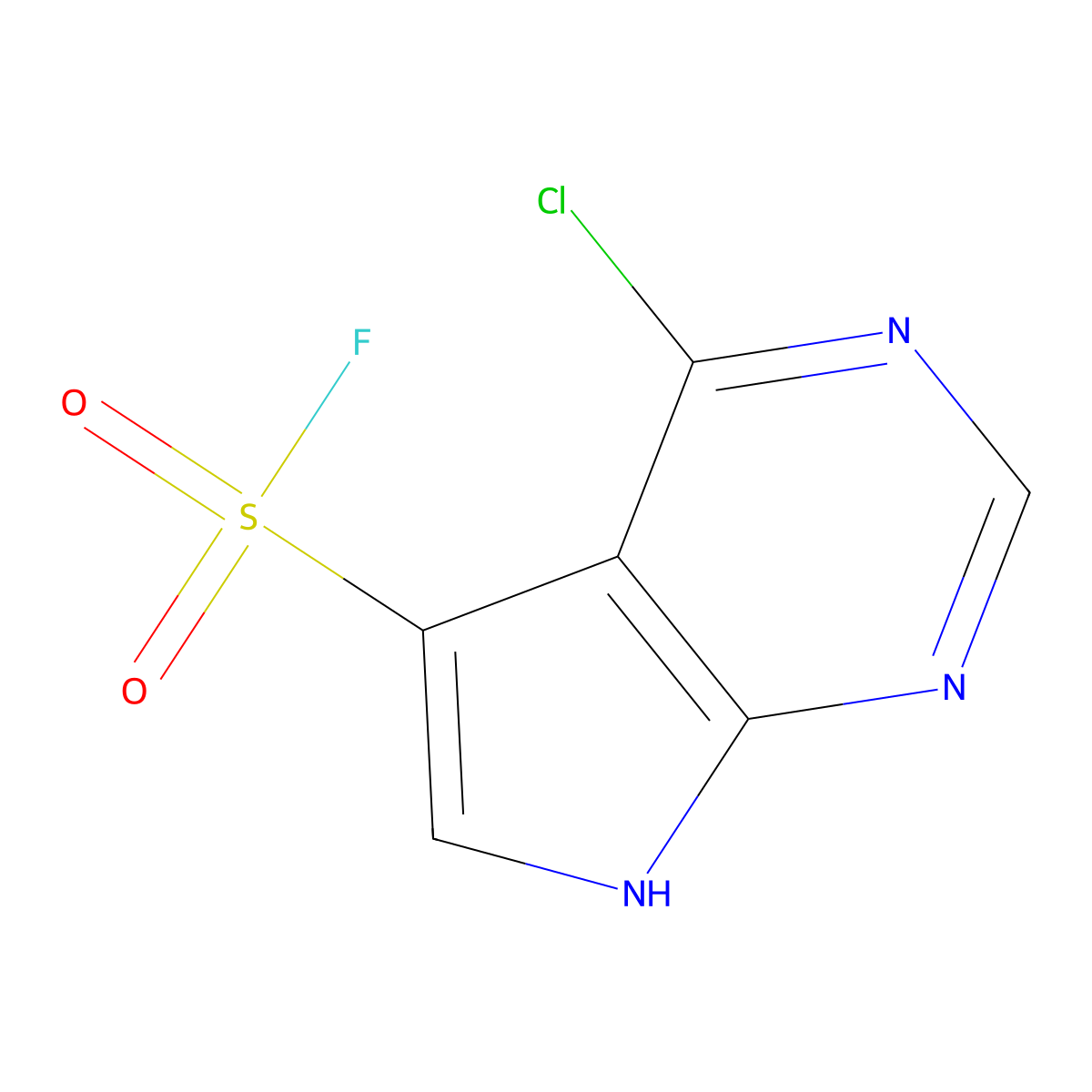 4-chloro-7H-pyrrolo[2,3-d]pyrimidine-5-sulfonyl fluoride molecular structure, CAS 2228241-54-9